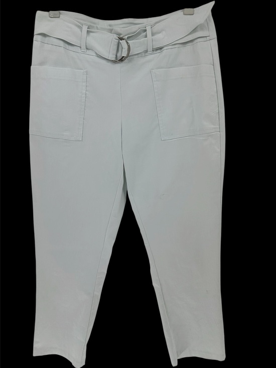 Lauren & Riley Pants - Lauren & Riley High-Waist Belted Cropped White Pants